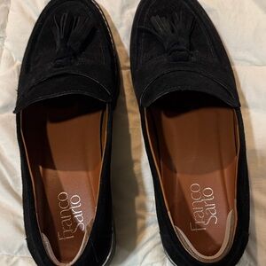Franco Sarto Women’s Black Suede Tassel Loafers Size 9.5